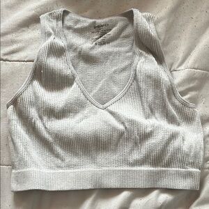 Ambiance Gray Ribbed Crop Tank Top